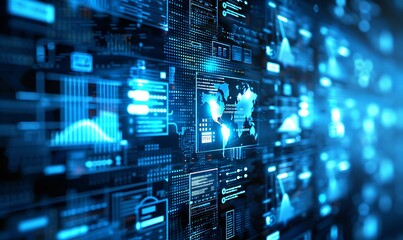 Abstract Digital Interface with World Map