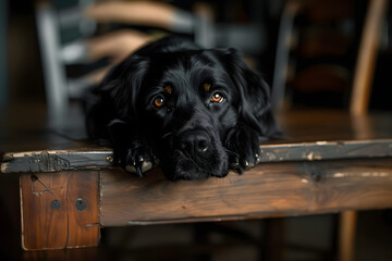 Sticker - Dark colored canine resting on top of the table