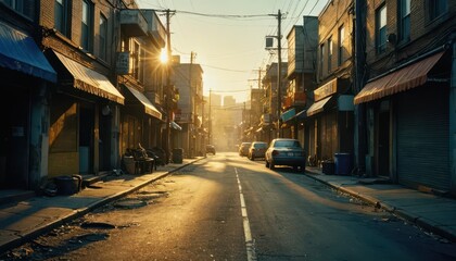 Naklejka na meble Sunlit Alleyway in Urban Setting.