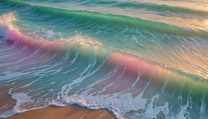 Sticker - Ocean Waves Breaking on Sandy Beach