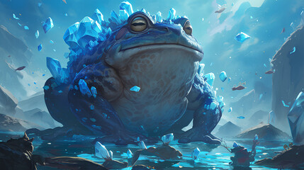 Wall Mural - Frog monster, body covered with crystals