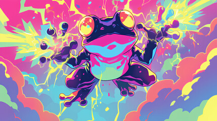 Sticker - frog that shoots electricity