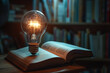 © wiparat - Glowing lightbulb over a book, Inspiring from read concept, Education knowledge and business education ideas
