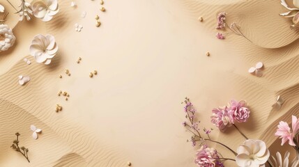 Canvas Print - Delicate Floral Arrangement on Textured Sand