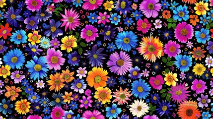 Poster - Vibrant Floral Tapestry: A Symphony of Colors