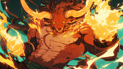 Wall Mural - Goatman with fire powers