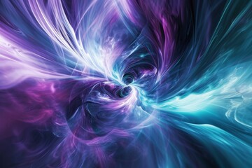 Poster - Purple and blue wallpaper with a swirl of light, A swirling mix of purple and blue colors in the vastness of space, AI generated
