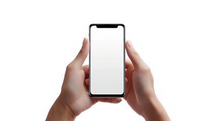 Poster - Hands hold mobile phone screen mockup  smartphone display mock up isolated on white