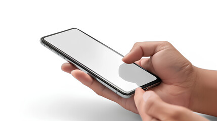 Poster - Hands hold mobile phone screen mockup  smartphone display mock up isolated on white