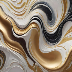 Acrylic paint mixed together. Luxurious wallpaper with gold dust. Elegant waves. Milky textures. 3D Illustration.
