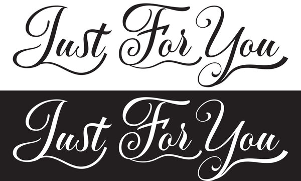 Just for you one line continuous text. Short phrase love banner concept. Hand drawn line art text banner for Valentine's Day. Vector illustration.  isolated on white and black background. EPS 10