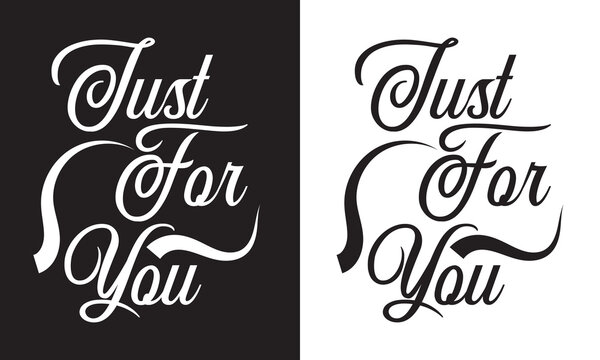 Just for you one line continuous text. Short phrase love banner concept. Hand drawn line art text banner for Valentine's Day. Vector illustration.  isolated on white and black background. EPS 10