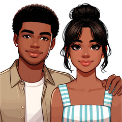 Vector illustration of a smiling young couple, representing happiness and togetherness.