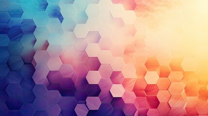 Wall Mural - Abstract background featuring a grid of pastel-colored hexagons, with soft gradients.
