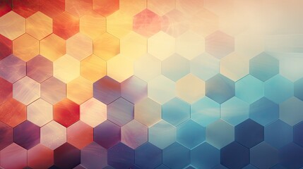 Wall Mural - Abstract background featuring a grid of pastel-colored hexagons, with soft gradients.