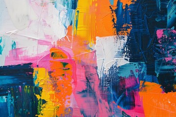 Poster - An abstract painting featuring a vivid array of colors, creating a dynamic and energetic visual experience, An abstract painting with bold, vibrant colors