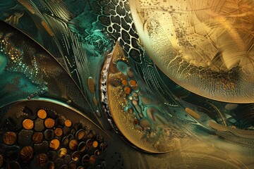 Poster - Vibrant Close-Up Painting With Multitude of Colors, An abstract representation of wealth and abundance using shiny metallic textures