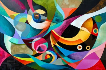 Poster - a painting featuring a dynamic and colorful abstract design that showcases the artists creativity an