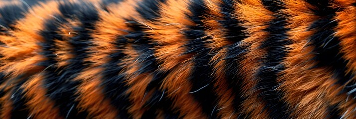 a close-up of the striped fur texture on an orange and black tiger's back