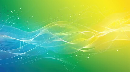 Wall Mural - Abstract Wavy Background with Green, Blue, and Yellow Colors