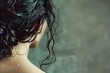 © Iftikhar alam - A woman with wet hair standing, letting it air dry, An elegant lady with damp hair flowing down her back
