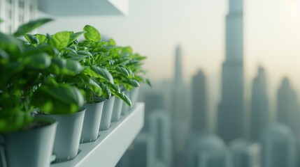 Wall Mural - aerial view of a vertical farm built on a skyscraper in an urban setting, highlighting innovative agricultural practices and green technology 