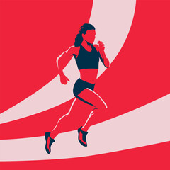 Wall Mural - Run, running woman vector illustration