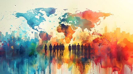 Wall Mural - illustrate world population day with abstract elements representing global population growth and div