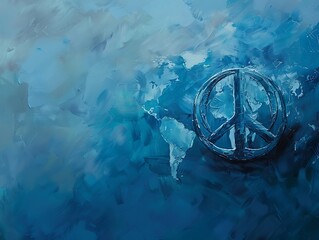 Wall Mural - create an illustration for international day of peacekeepers, featuring peace symbols and blue tones