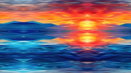 Wall Mural - Sunset Over Blue and Orange Layers