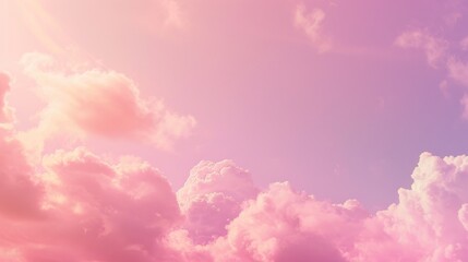 Sticker - Pink and Orange Sky with Puffy Clouds