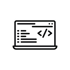 Black line icon for coding