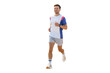 © muse studio - A guy running in a sports uniform, a jogging athlete training, cut out.