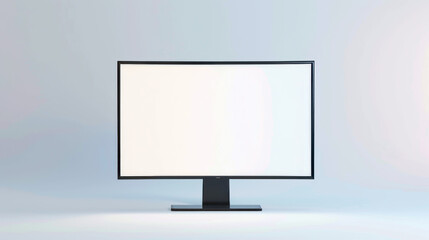 A widescreen LCD monitor with no back frame stands alone on a white background. In front is a TV or computer screen with a work path.