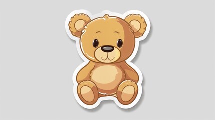 Sticker - A cute teddy bear head icon sticker stands out against a soft gray background