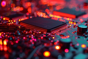Poster - Motherboard design as digital circuit city, AI generated