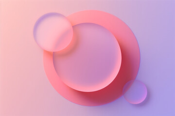 minimalist abstract compositions with textured and smooth embossed circular shapes translucent glass in blue, purple and pink gradients with empty space for text.