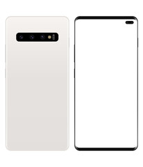 Wall Mural - Realistic vector flat mock-up Samsung Galaxy S10 with blank screen isolated on transparent background. vector illustration
