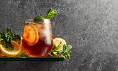 Sticker - Cocktail with lemon, mint, and ice in a frozen glass.