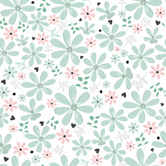 Wall Mural - Bright floral pattern. Seamless background with flowers. Bright spring flowers. Floral illustration. graphic abstract background. Pink and blue flowers.