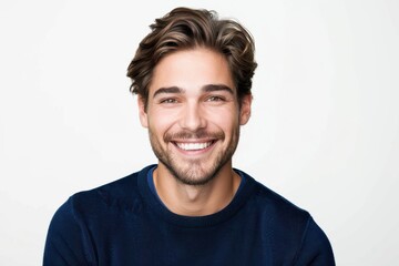 Wall Mural - A man with a blue shirt and a smile on his face