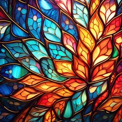 Wall Mural - Stained glass is colored glass used to form decorative windows, often in churches. Pieces are arranged to create images or patterns and held together with lead strips.