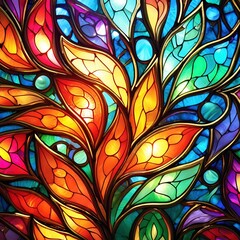 Wall Mural - An ancient art form, stained glass involves creating colorful designs by assembling small pieces of glass. It's commonly seen in religious buildings and can depict various scenes or abstract patterns.