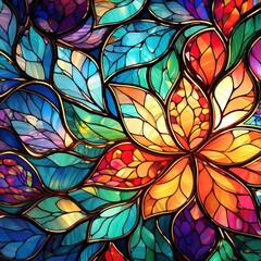 Wall Mural - Stained glass is a decorative art where colored glass pieces are arranged to form patterns or images. It's often used in windows to create beautiful light effects.