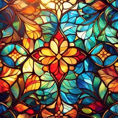 Wall Mural - A centuries-old technique of creating colorful windows by fitting small pieces of colored glass together. Stained glass is known for its intricate designs and light-filtering properties.
