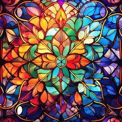 Wall Mural - Stained glass is a form of artwork using colored glass to create windows or decorative panels. It's often associated with religious buildings and Gothic architecture.