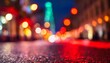 © Zag - defocused orange bokeh twinkling red light street night blurry glittering urban lights background banner