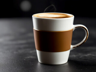 cup of coffee on black background