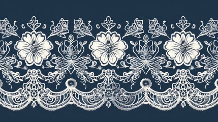 Poster - stylish lace border embroidery design ideal for modern women s fashion fabric printing