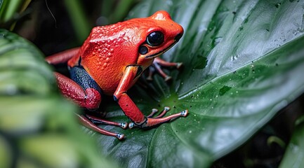 Wall Mural - red eyed tree frog on a leaf